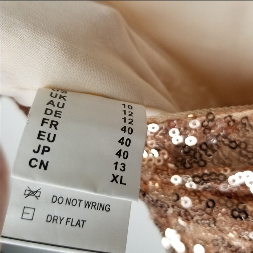 NEW KATE KASIN Pink Rose Gold Champagne VNeck Sequin Sparkle Maxi Gown Dress 10 - Picture 6 of 10